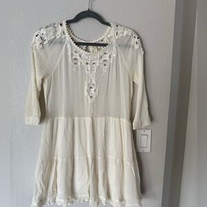 Free People Cream Embellished Mini Dress